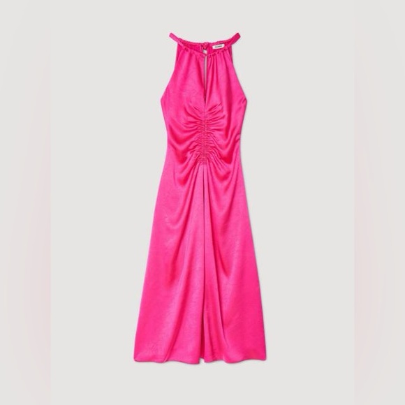 SANDRO Ruched Satin-Effect Maxi Dress - Picture 2 of 6